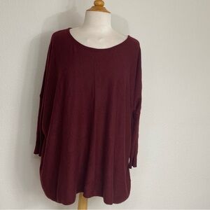 Miracle USA Women Maroon Oversize Knit Tunic Sweater Size S/M Classic Minimalist